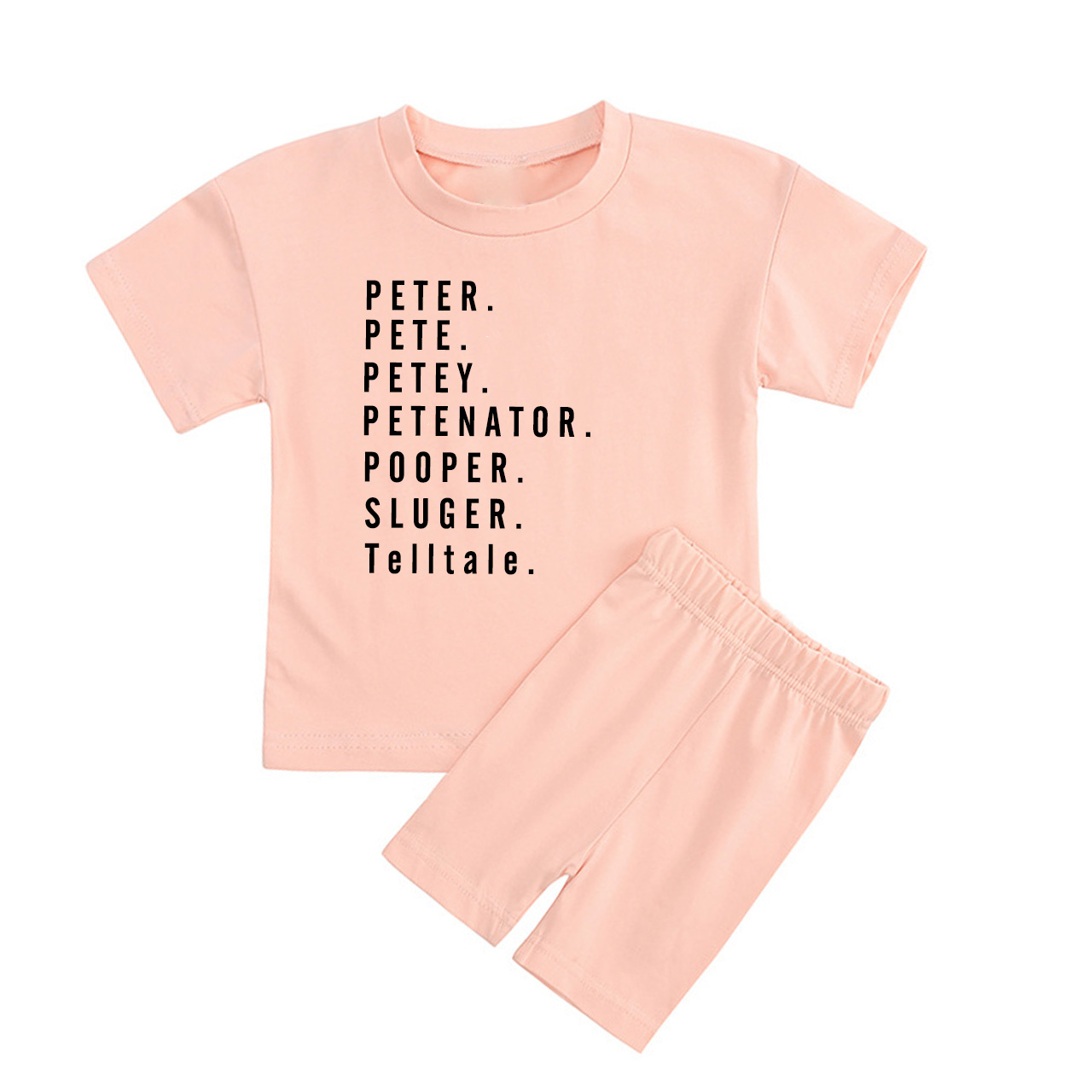 Nickname Toddler Custom Peach Boho Biker Shorts&Tee