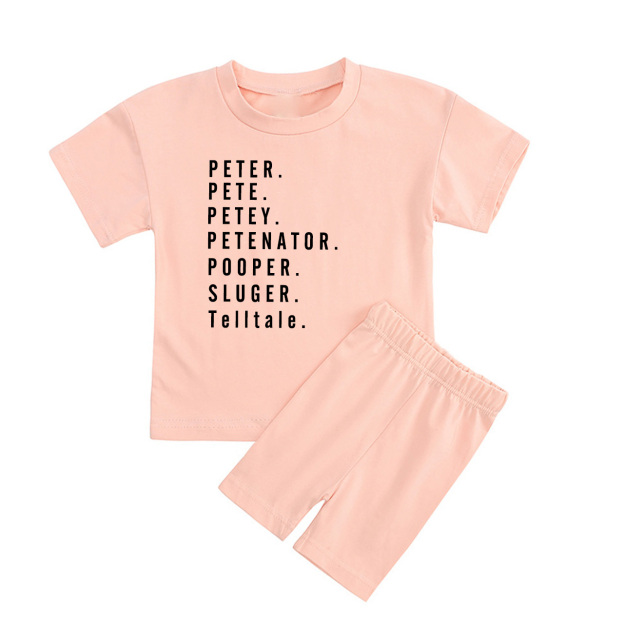 Nickname Toddler Custom Peach Boho Biker Shorts&Tee