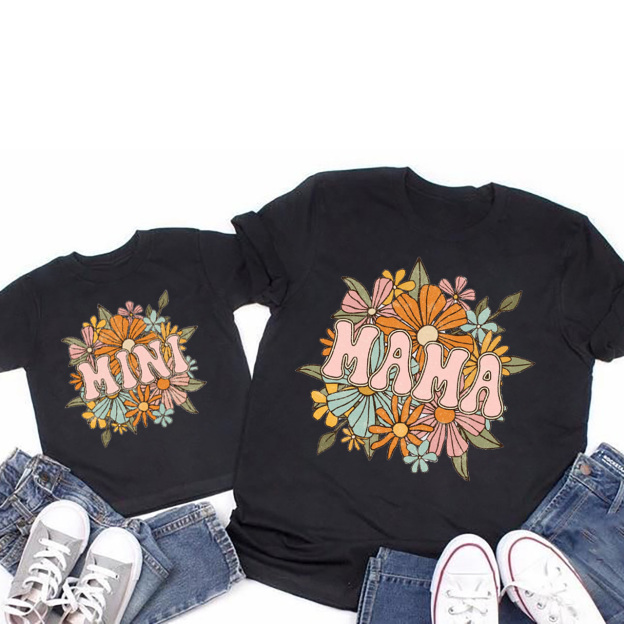 Retro Floral Mama Mini Matching Tees For Mother's Day