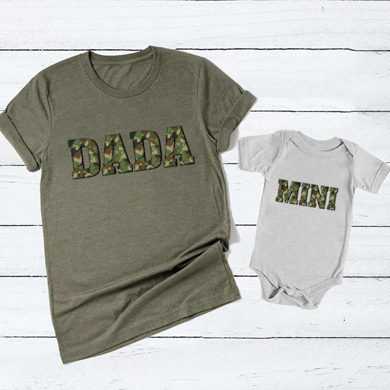 Green Camouflage Matching Shirt For DADA And MINI