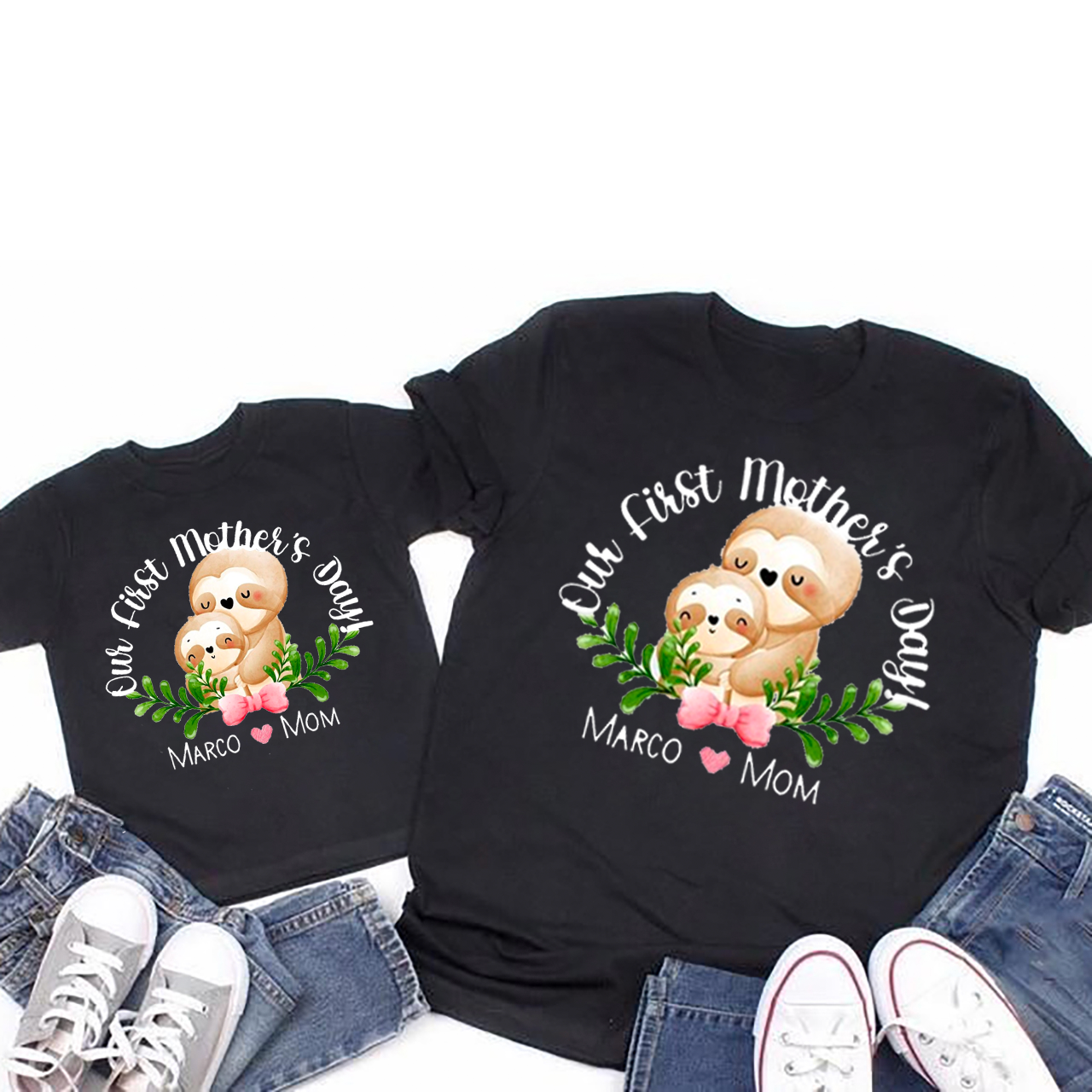 Our First Mother's Day Sloth Mom And Me Tees