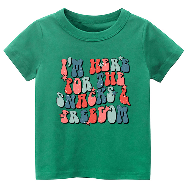 I'm Here For The Snacks&Freedom Independence Day Toddler Tees