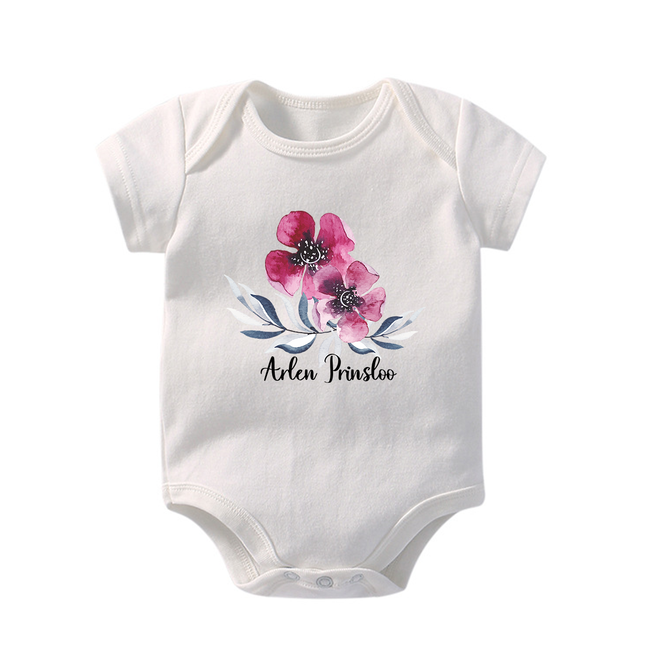 Personalized Ink Flowers Baby Bodysuit