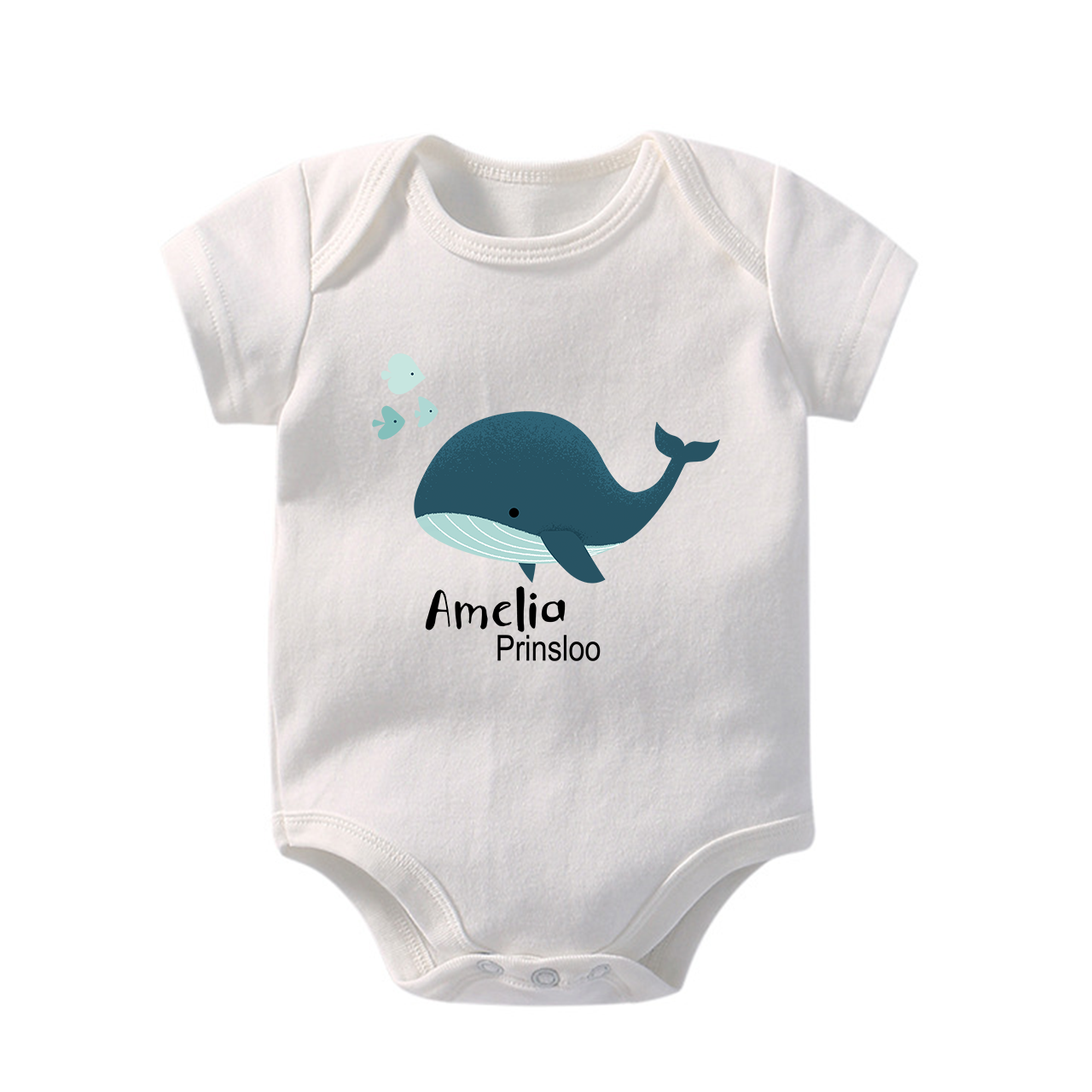 Personalized Blue Whale Baby Bodysuit