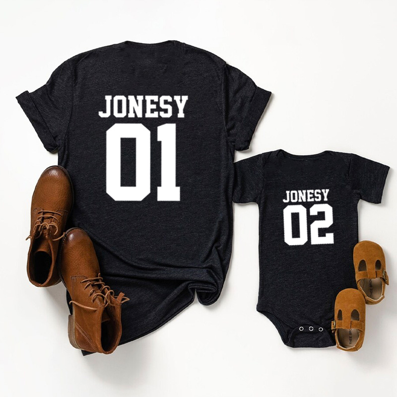 Matching Dad & Baby Personalized Last Name Shirt & Baby Bodysuit