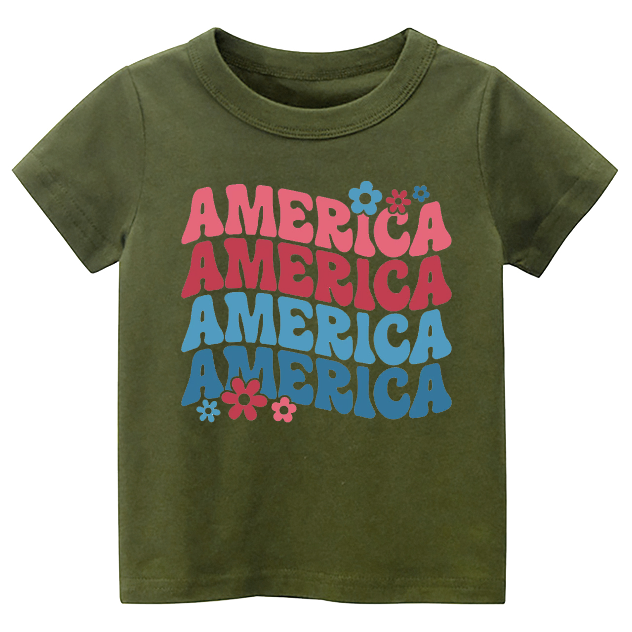 America Flower Independence Day Kids Shirt