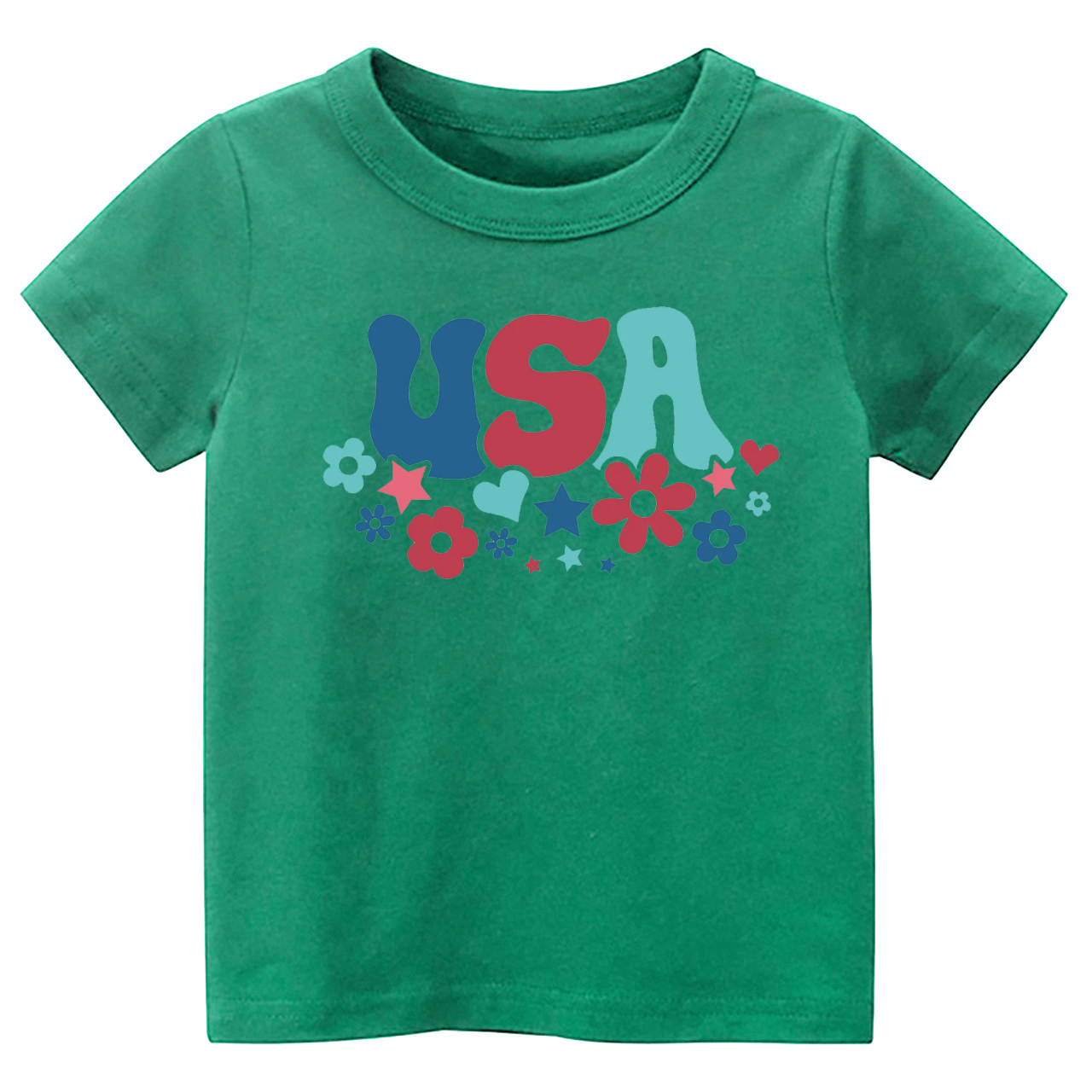 Cute USA Flower Independence Day Toddler Tee