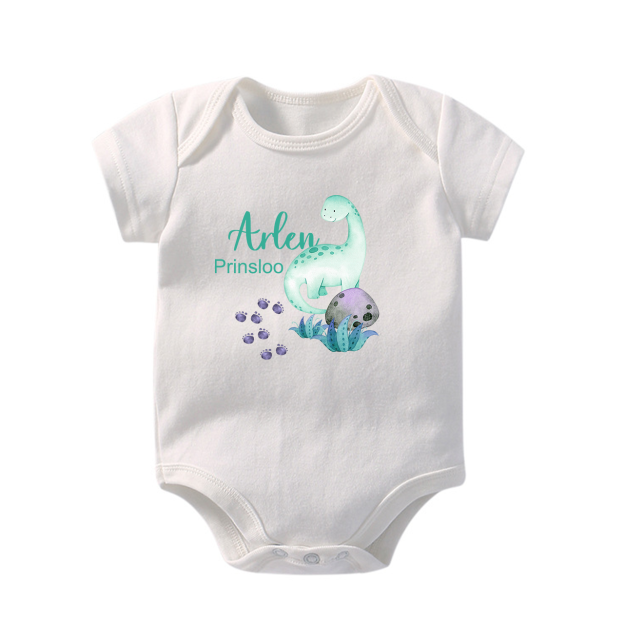 Personalized Dinosaur Footprints With Baby Name Bodysuit