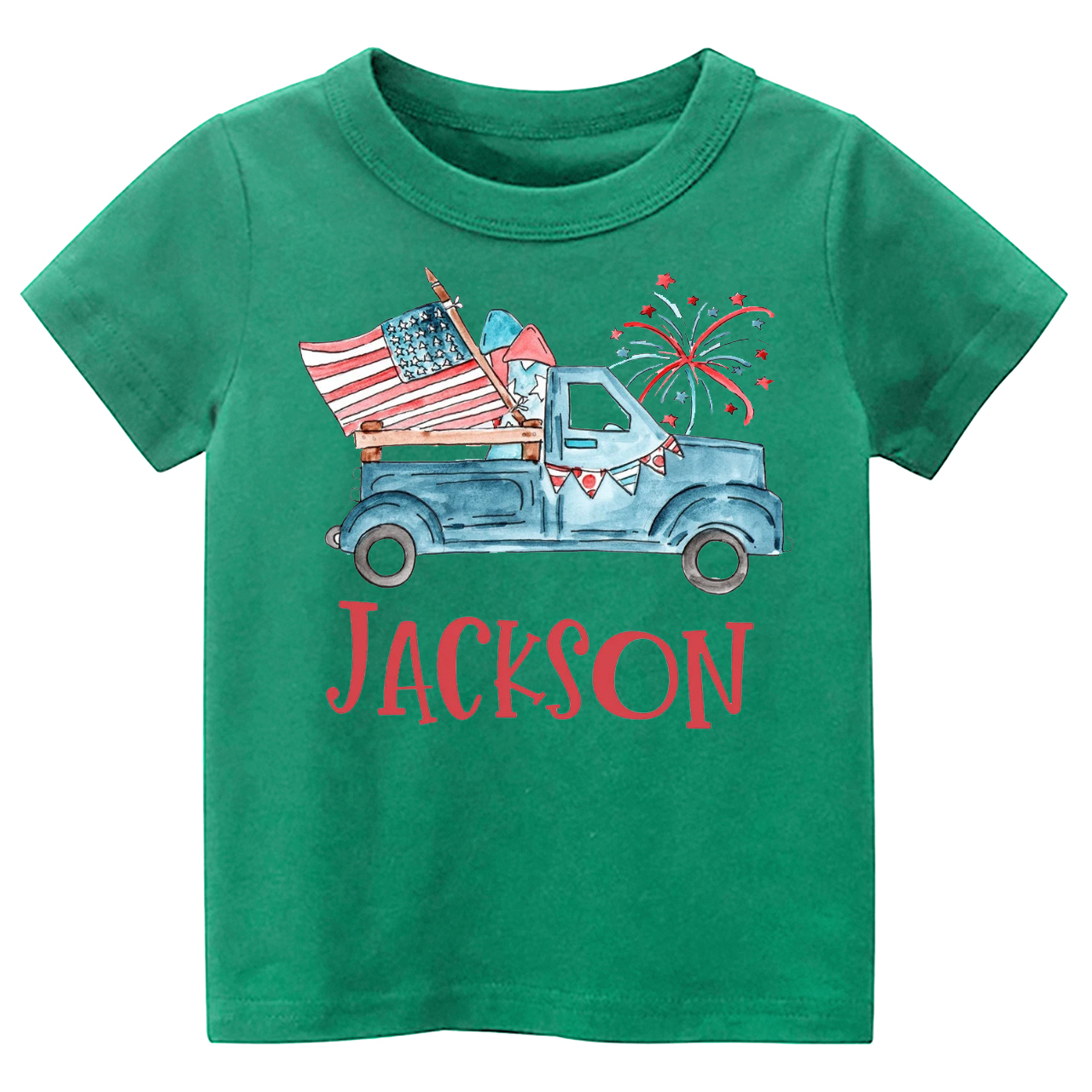 Personalized Patriotic Truck Fourth Of July Kids Shirt