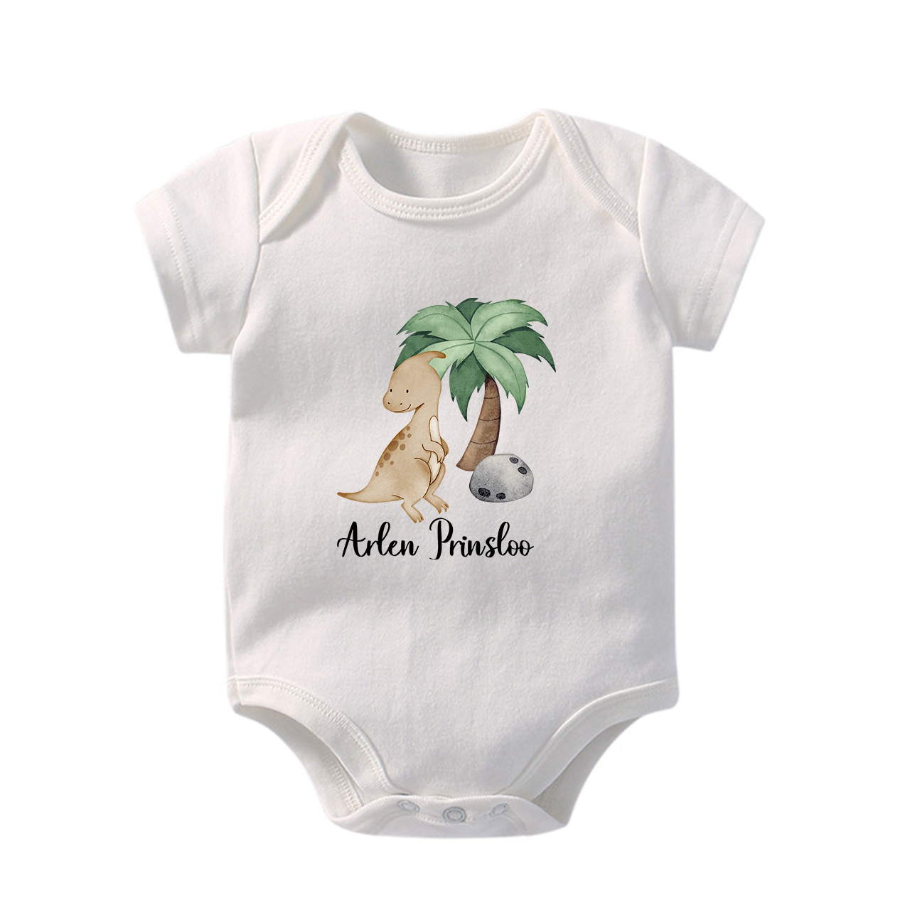 Personalized Dinosaurs Under The Coconut Ttree Baby Bodysuit