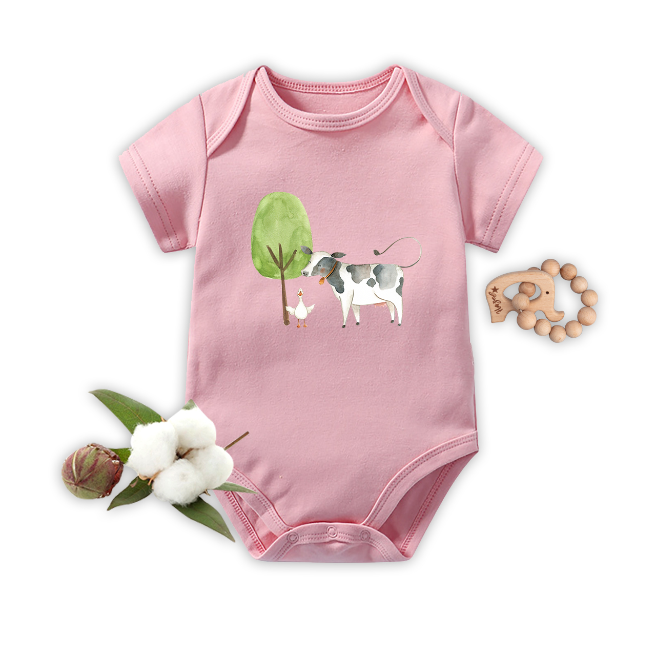 The Story Of the Farm Cow And The Gosling Baby Bodysuit