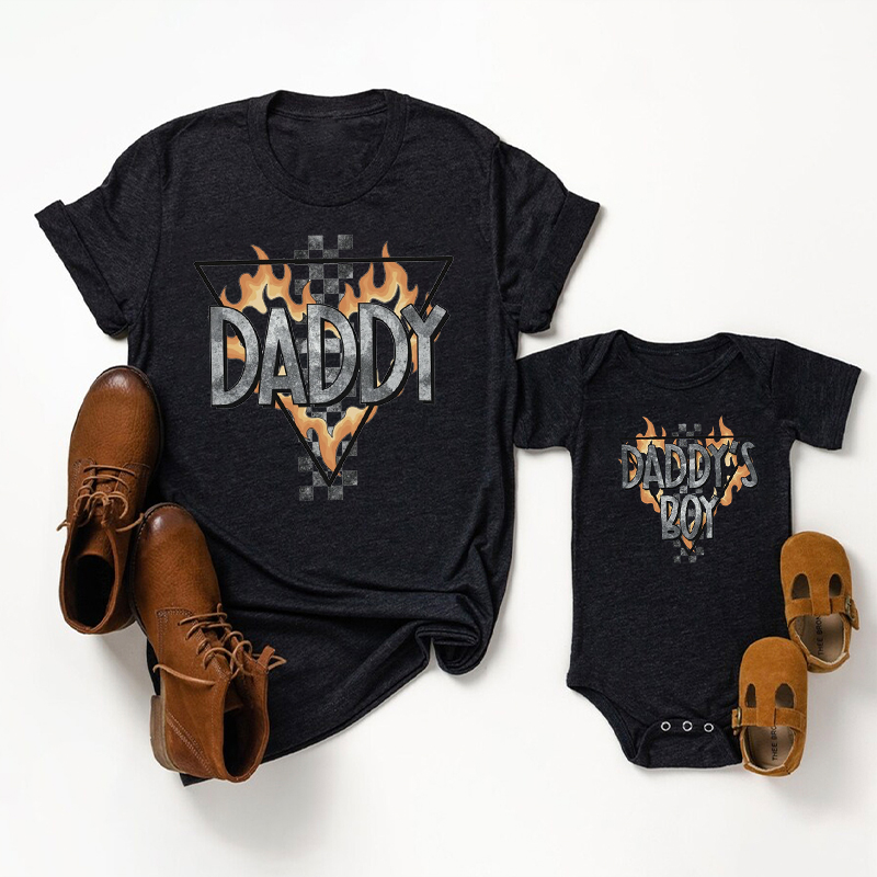 Daddy And Daddy's Boy Flame Matching Father's Day Shirt