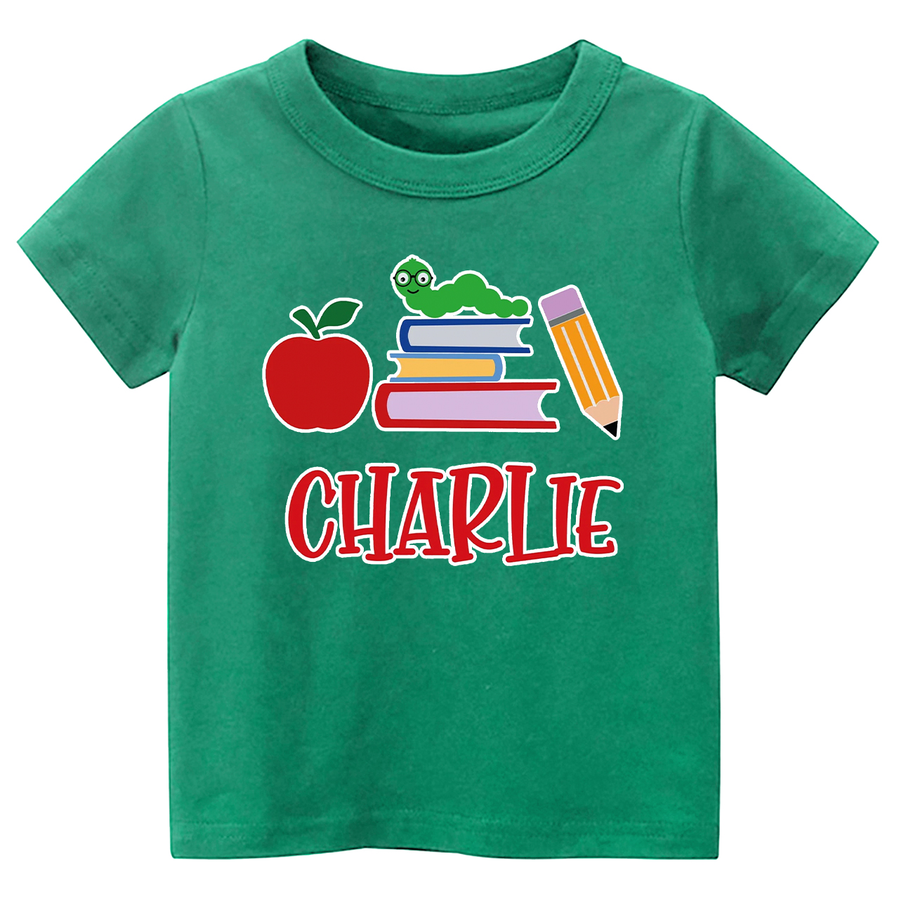 Personalized Apple Pencil Books School Kids Shirt