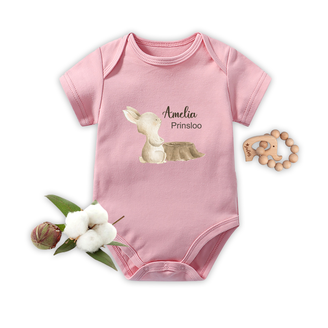 Personalized Meditating Bunny Baby Bodysuit