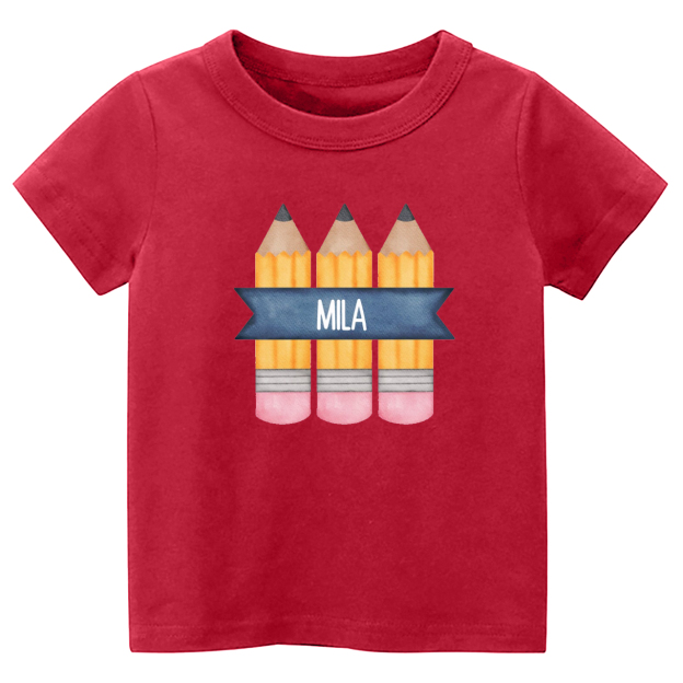 Personalized Back to School Pencil Name Kids Shirts