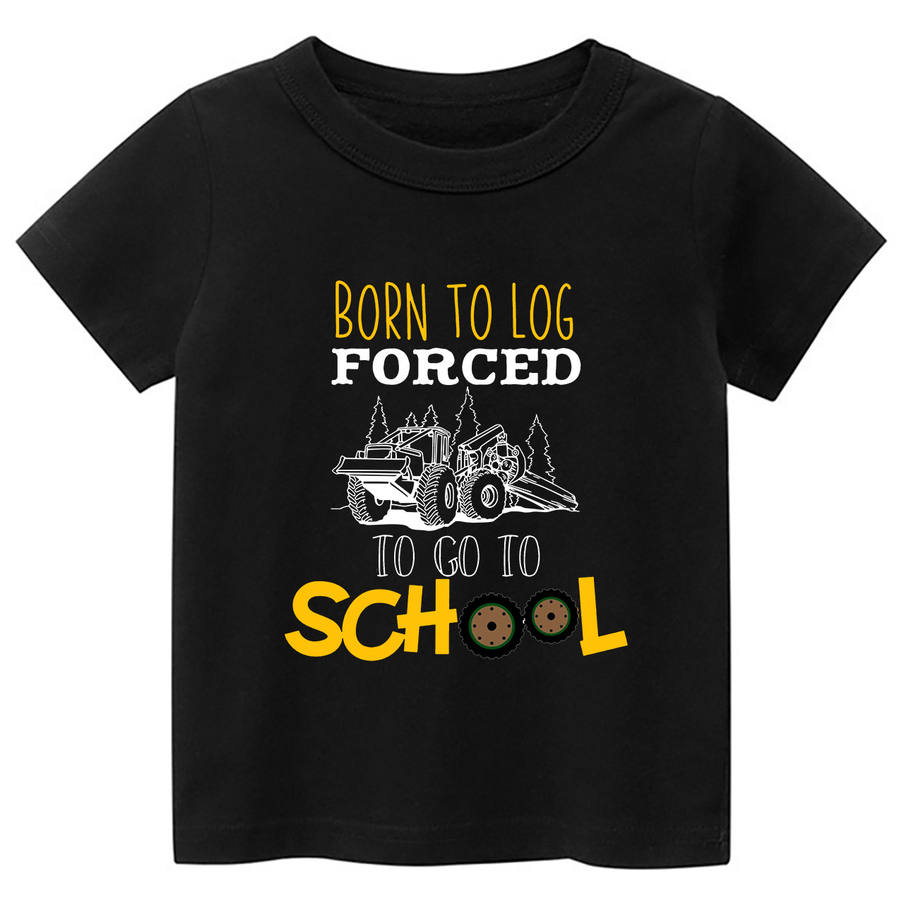 Born to Log Forced To Go To School Kids T-shirts