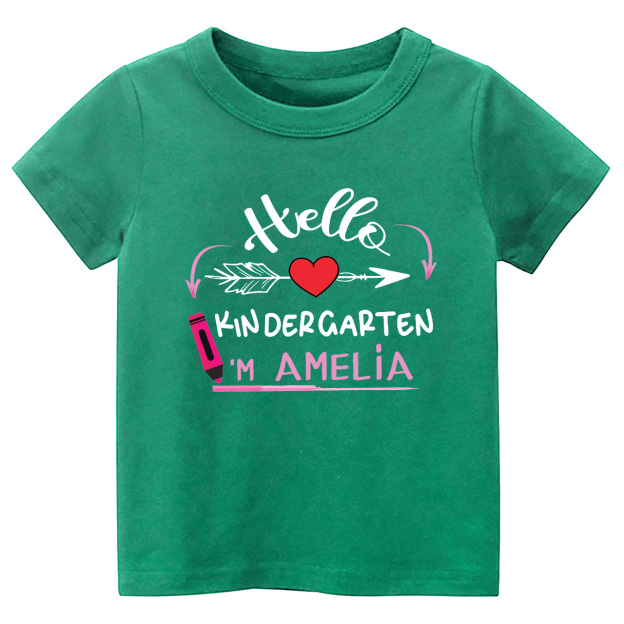 Personalized Name Hello Kindergarten School Kids T-shirts