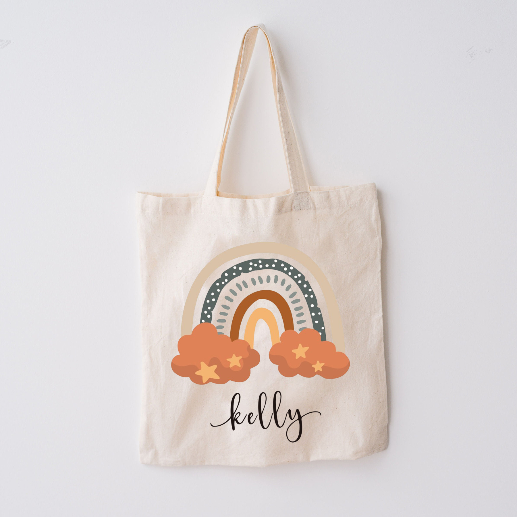 Personalized Terracotta Kids Name School Tote Bag