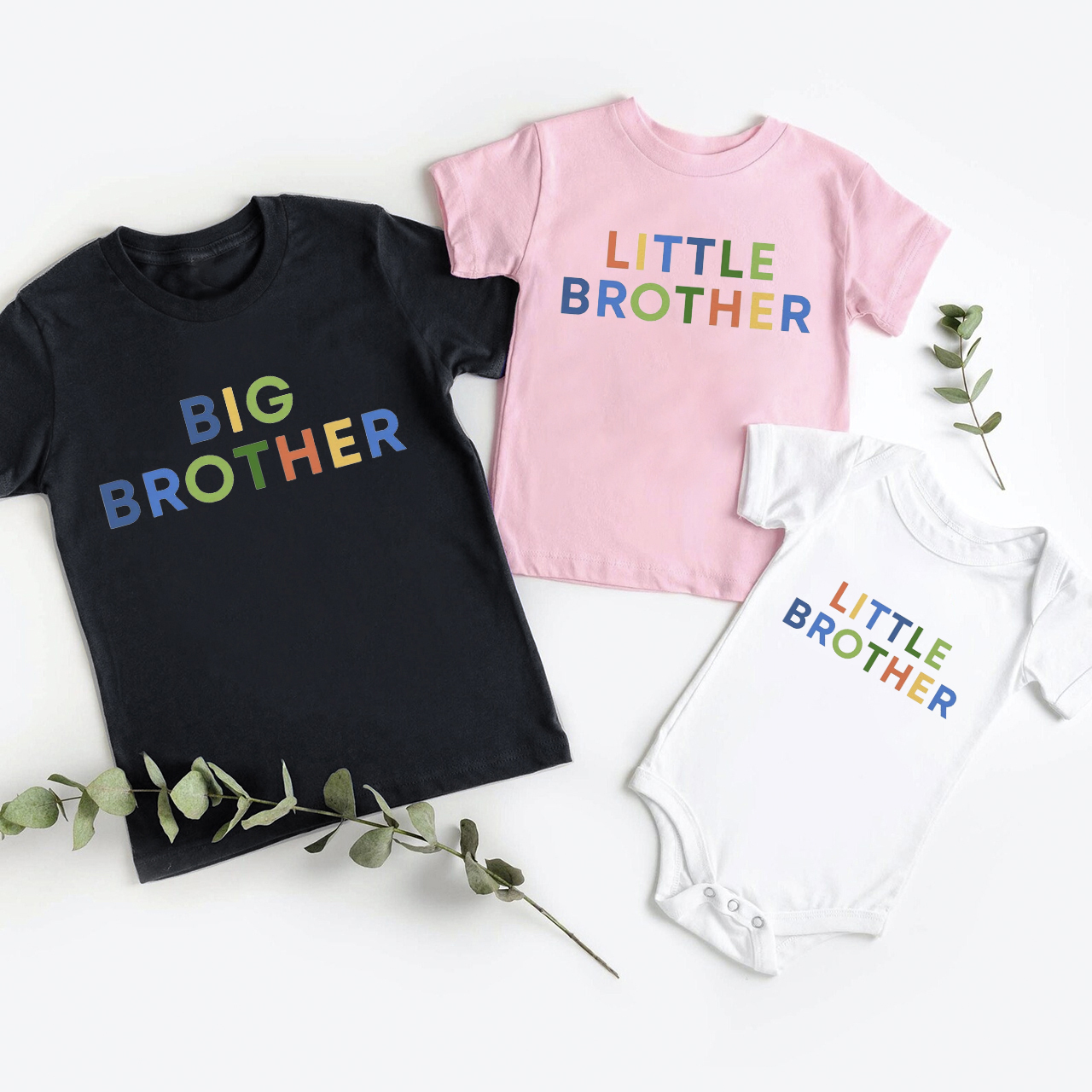 Colorful Brother & Sister Siblings Family Matching Tees