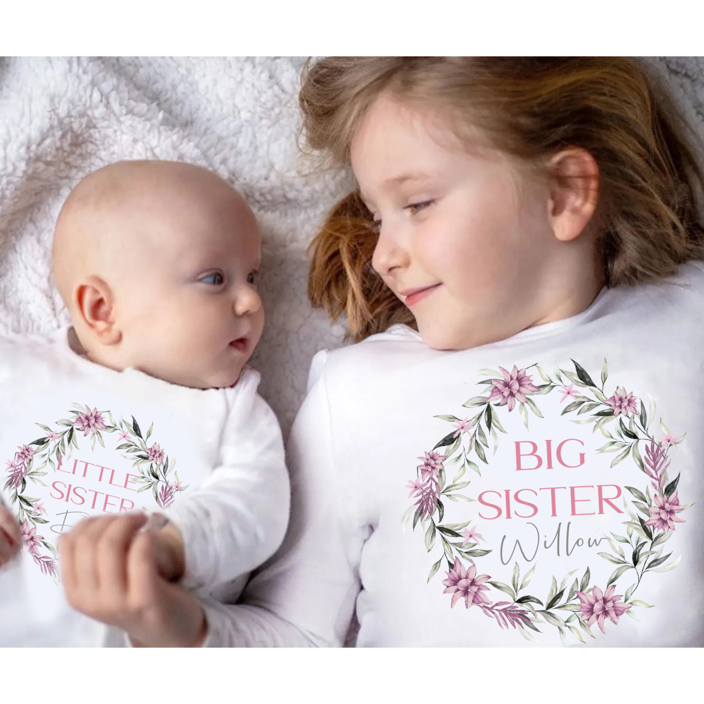 Girls Floral Wreath Siblings Family Matching Shirt