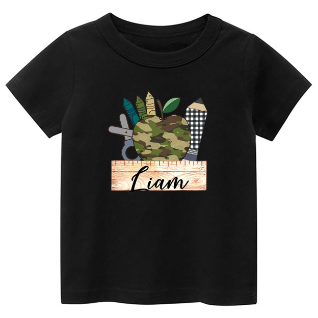 Personalized Camo Apple Plaid Pencil Tees
