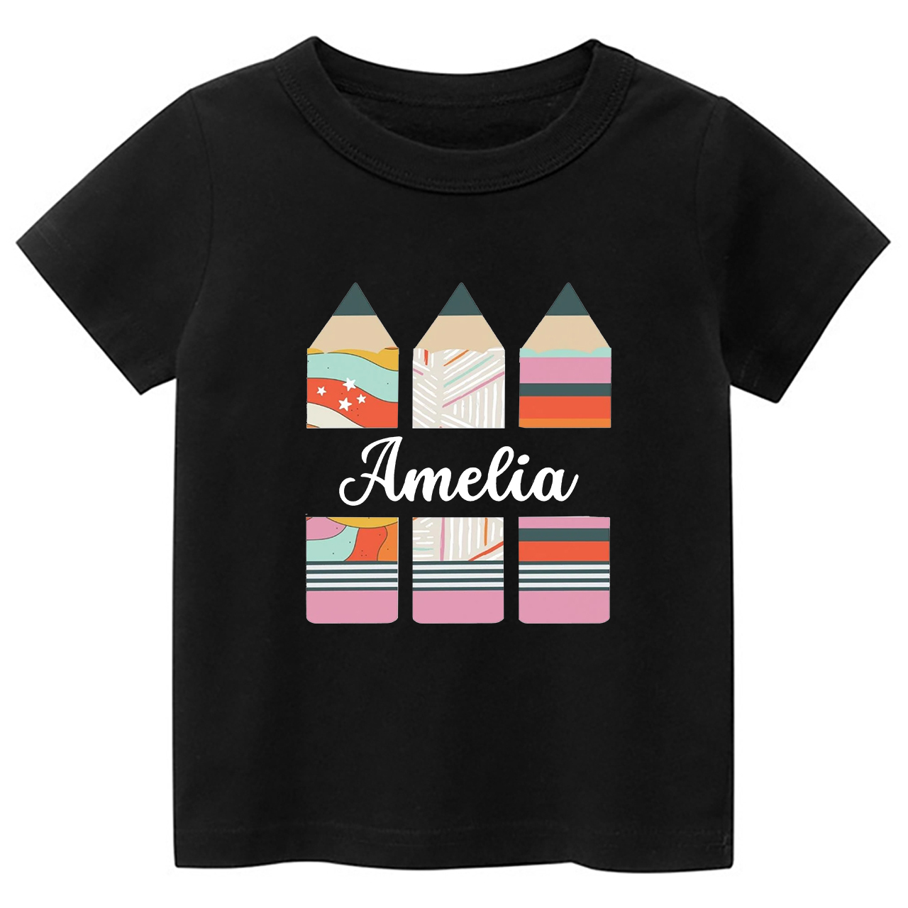 Personalized Geometric Retro Pencil Kids Shirts