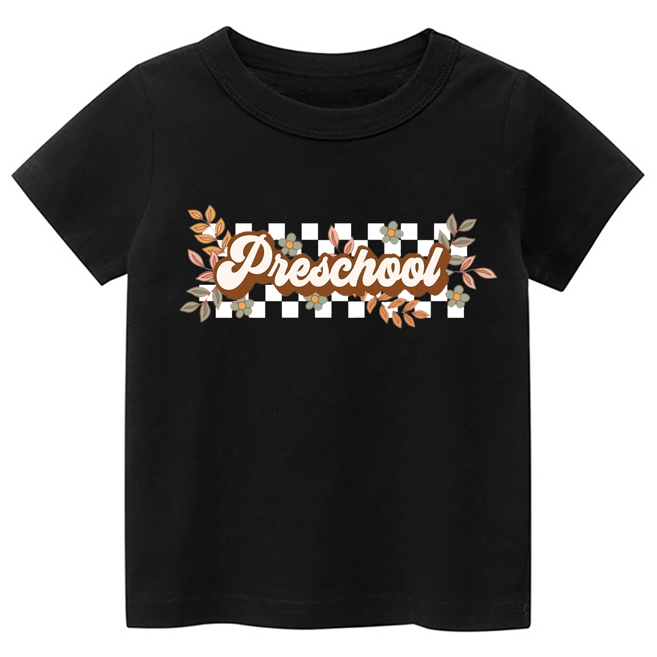 Natural Retro Floral Pre School T-shirt