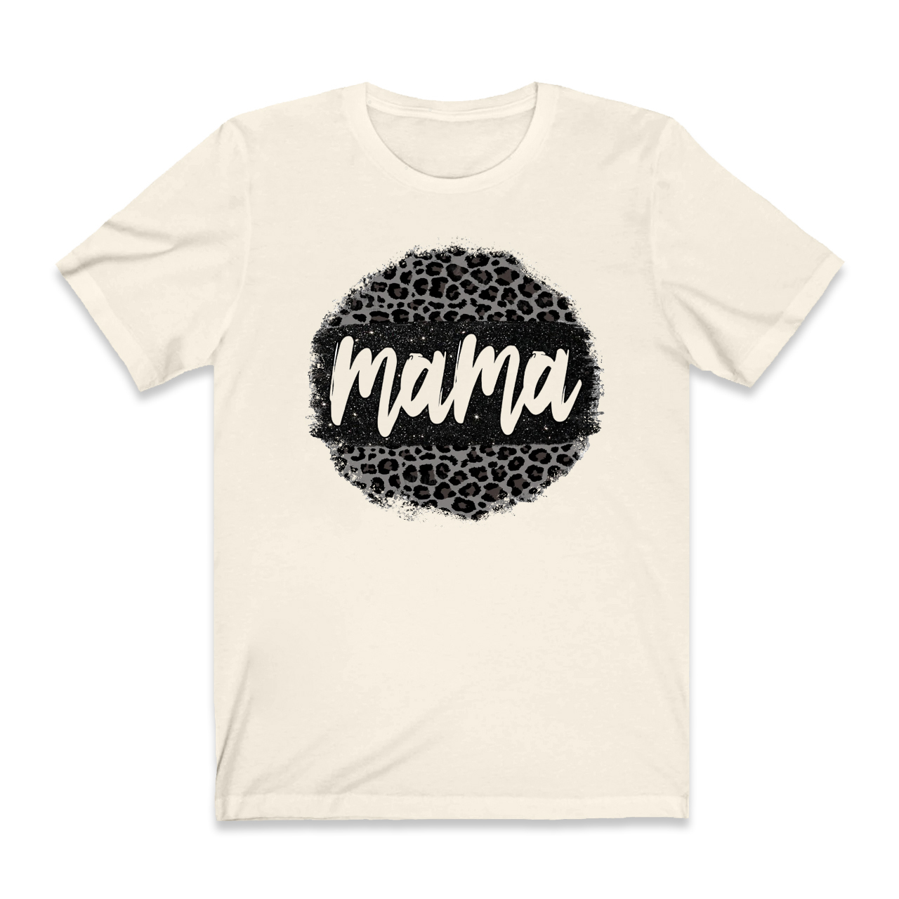 Black Leopard Mama Circle Retro T-Shirt