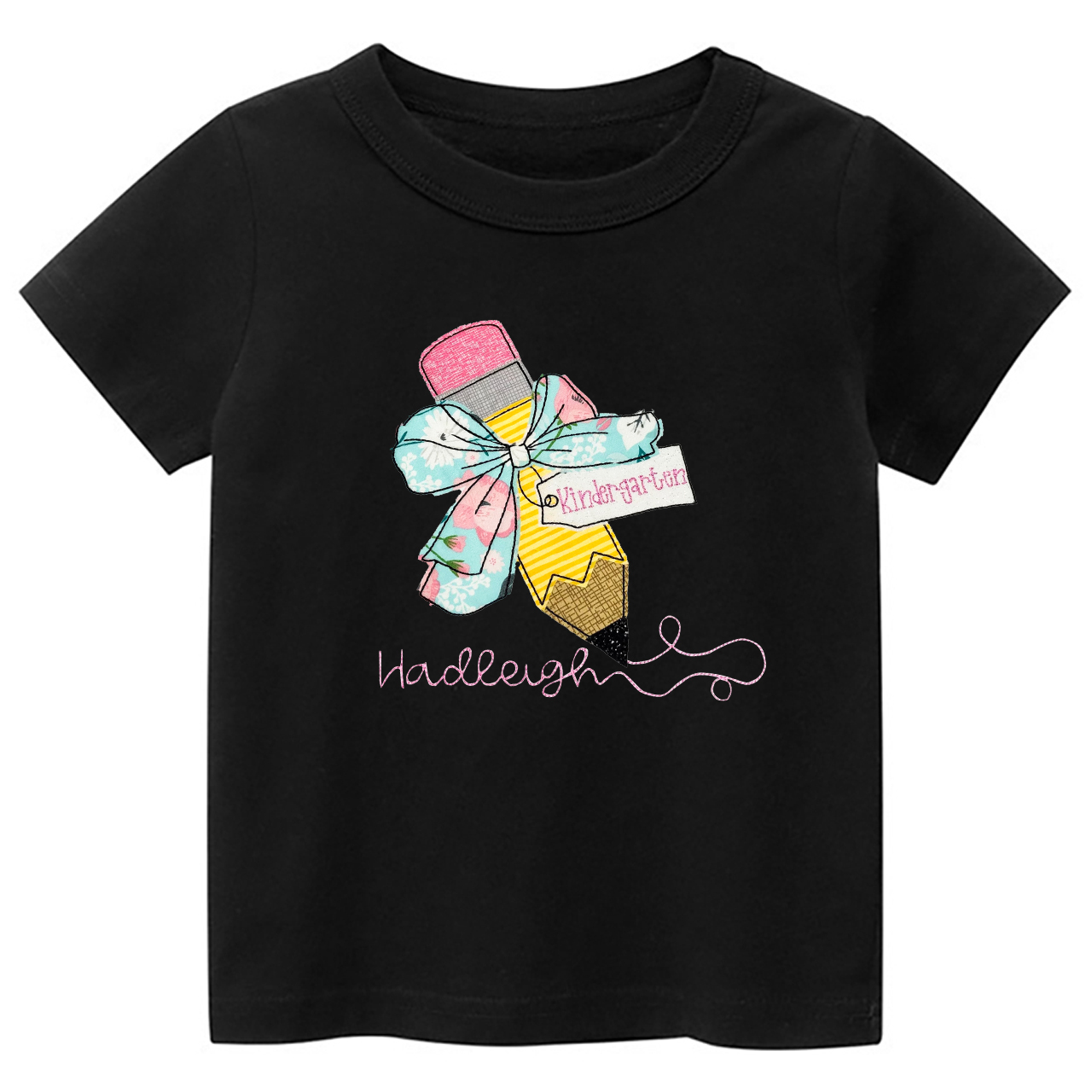 Personalized Pencil And Bow Back To School Shirt For Kids