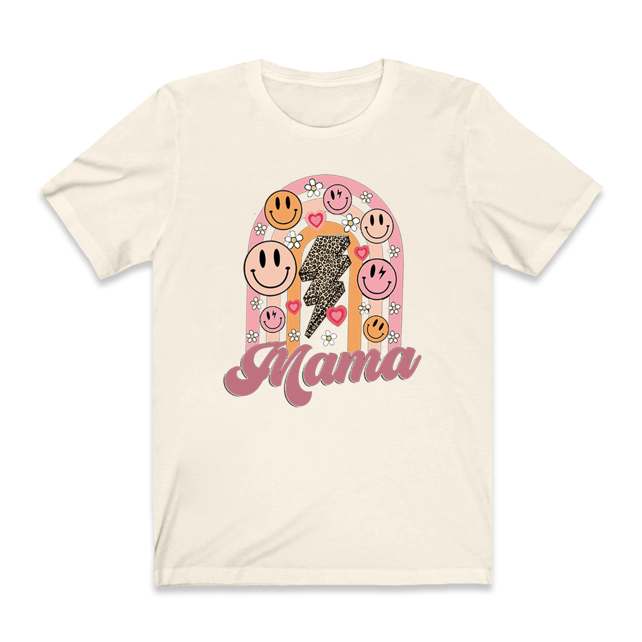 Retro Floral Heart Smiley Face Mama Tees