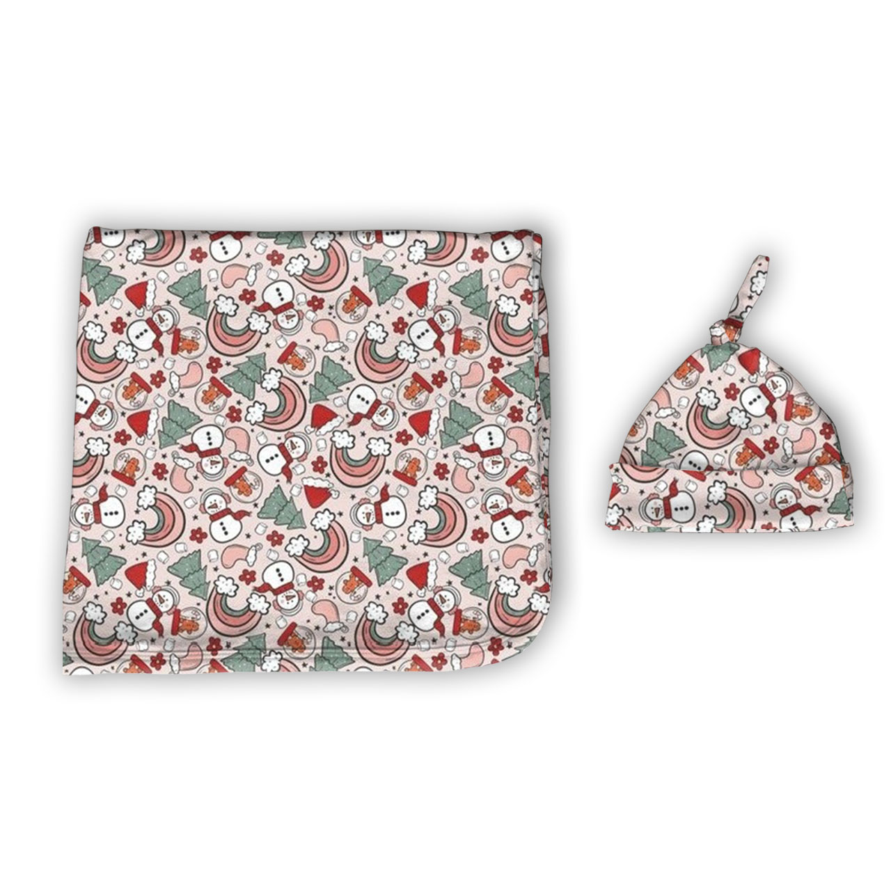 Vintage Inspired Christmas Hospital Swaddle&Hat Set SaleBeepumpkin™