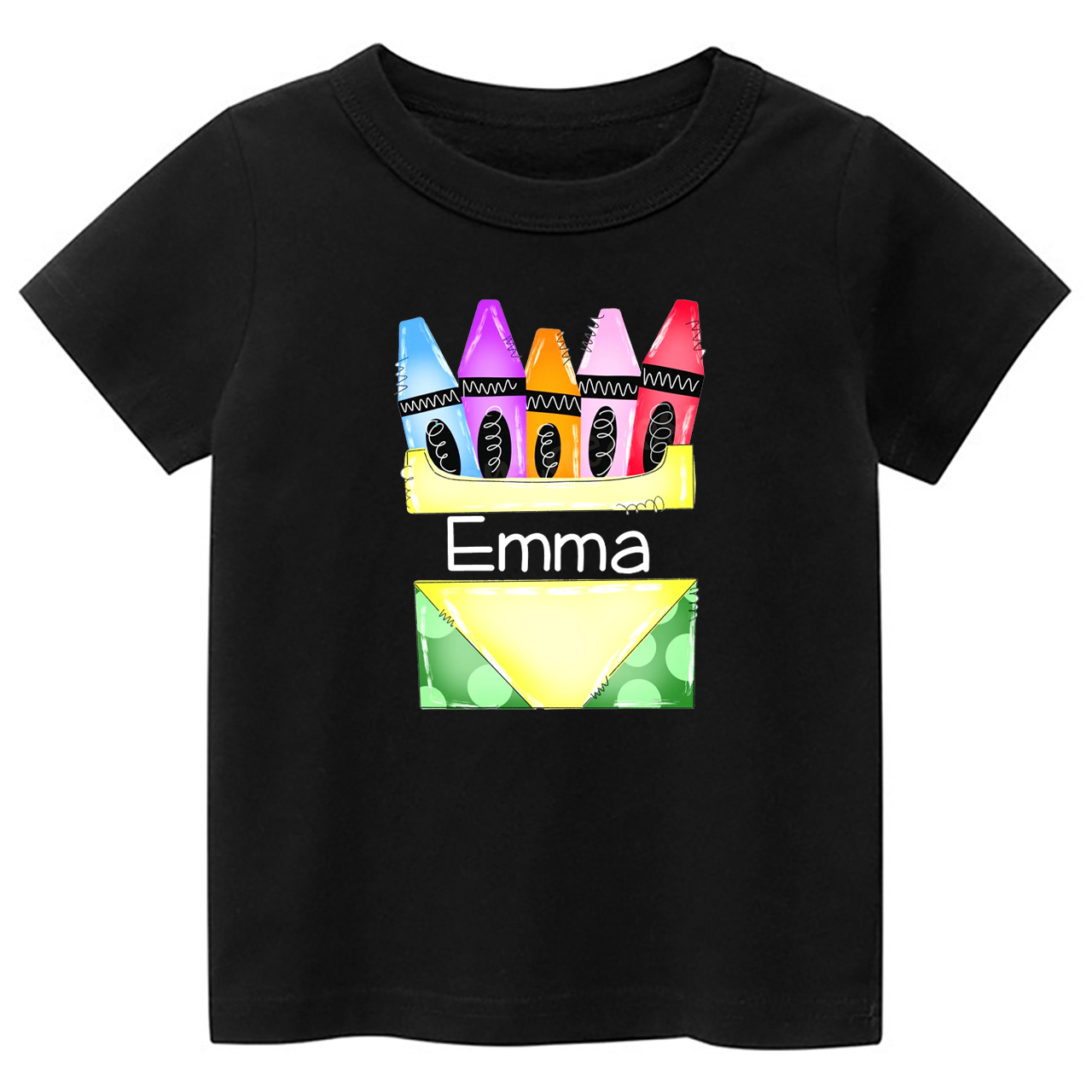 Back To School Kids Shirt-Personalized Crayon Name