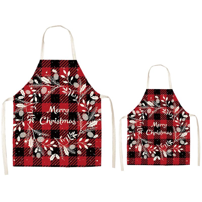 Wreath Merry Christmas Apron Sets For Adult&Kids