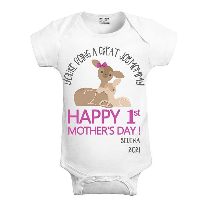 Personalized Baby Bodysuit (Happy 1st Mother's Day Deer)