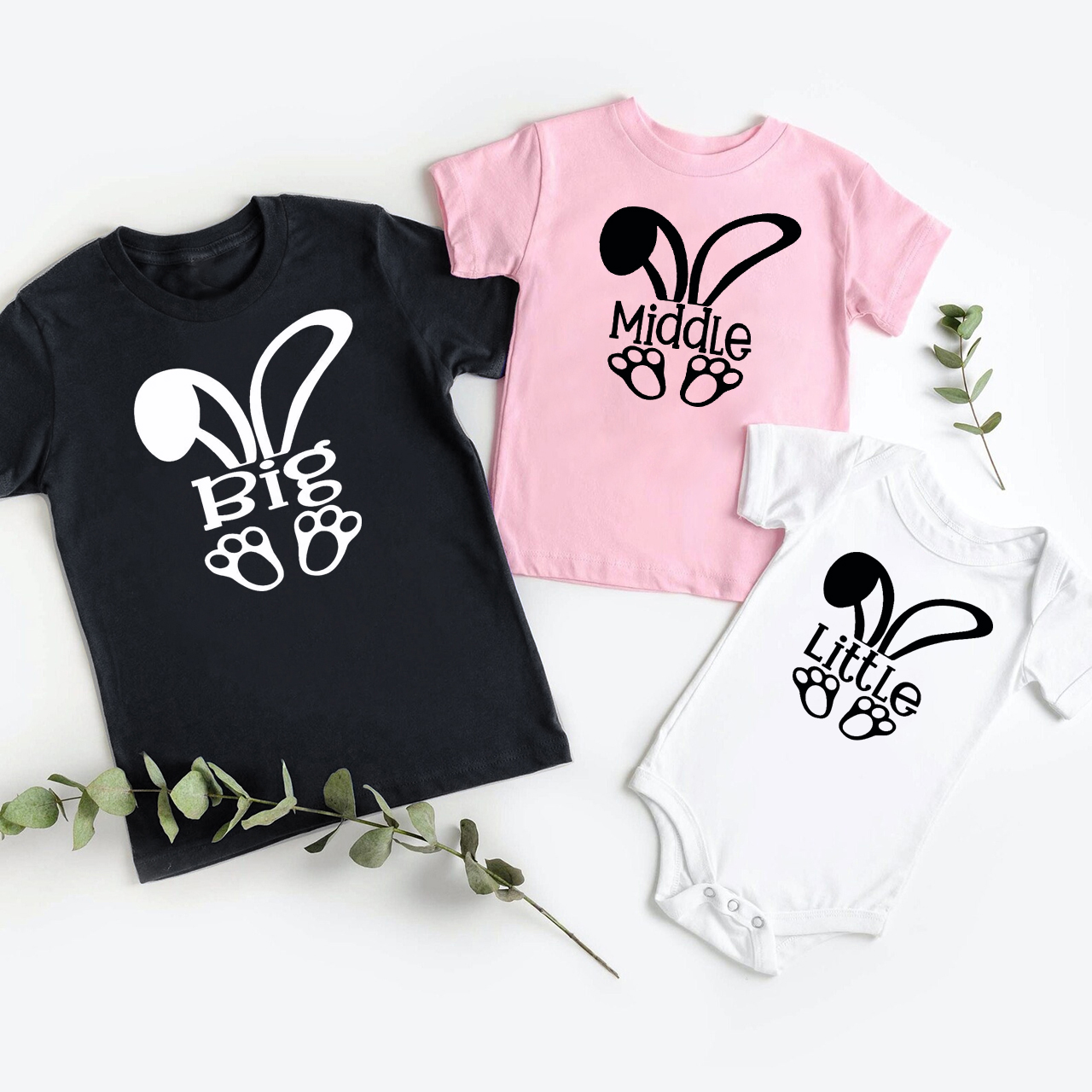 Bunny Ears Personalized Siblings Family Matching Shirt