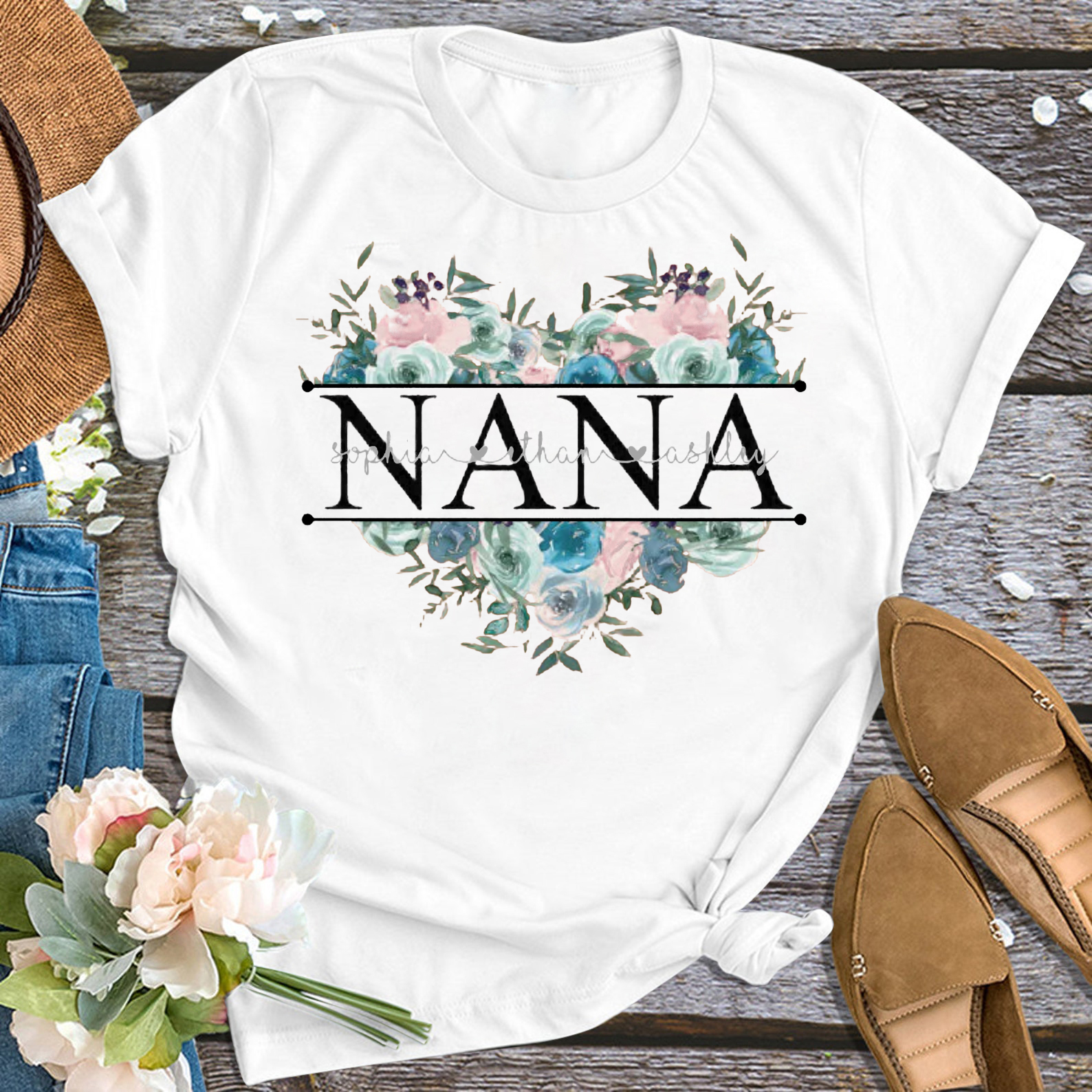 Flower Grandma Shirt Personalized With Name