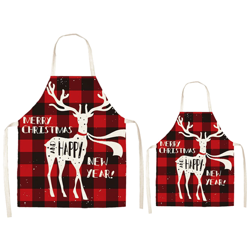 Reindeer With Scarf Christmas Apron Sets For Adult&Kids
