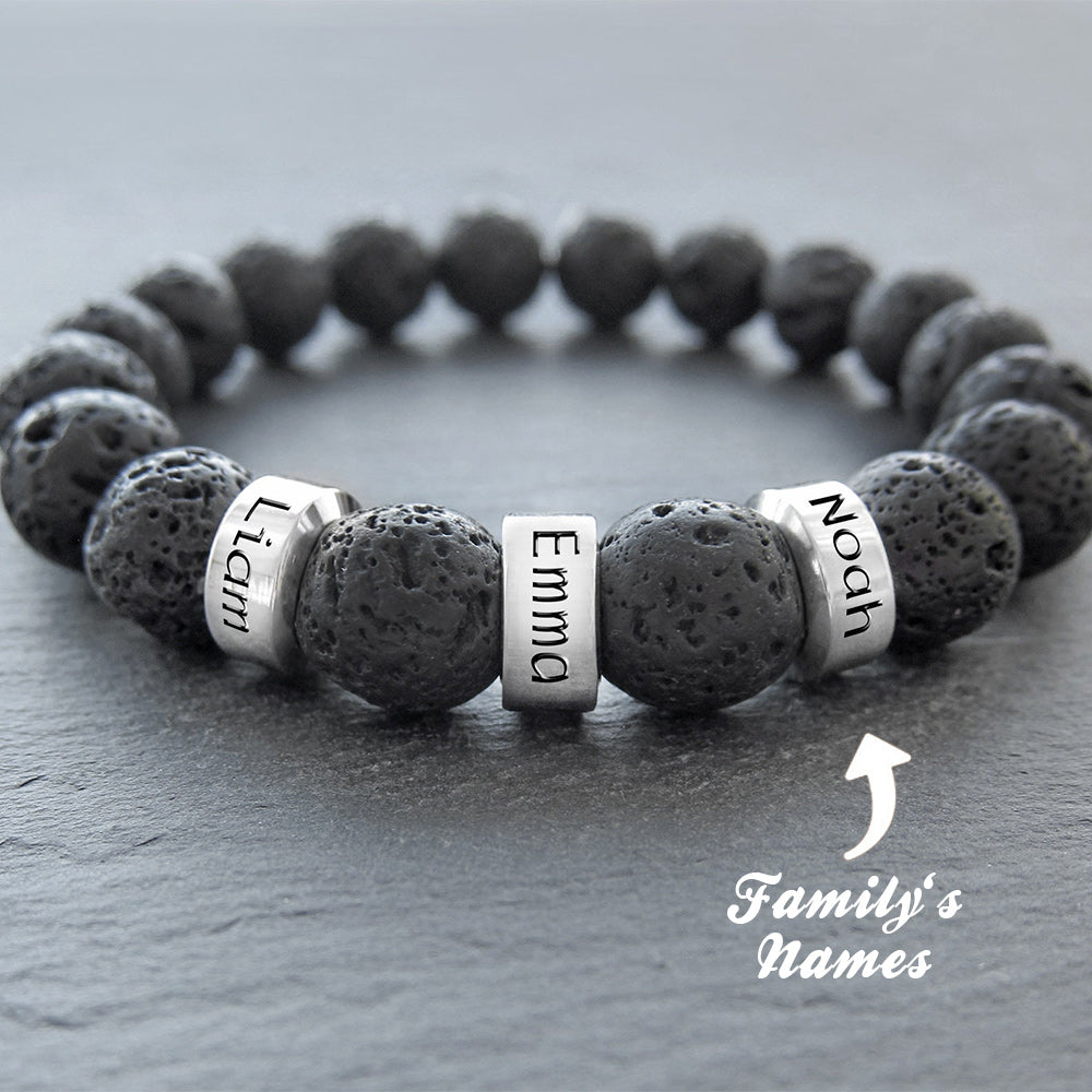 Personalized Daddy Black Lava Bracelet-Father's Day Gift