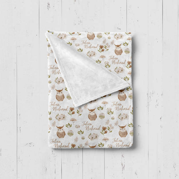 Personalized Owl Baby Flannel Blanket