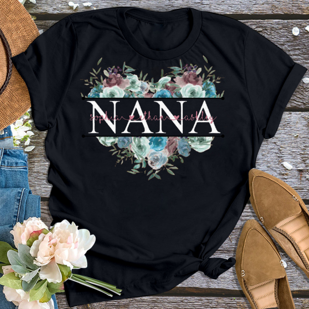 Flower Grandma Shirt Personalized With Name