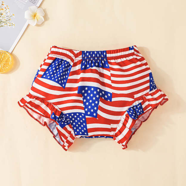4th Of July Baby Girl Bow Outfit Set