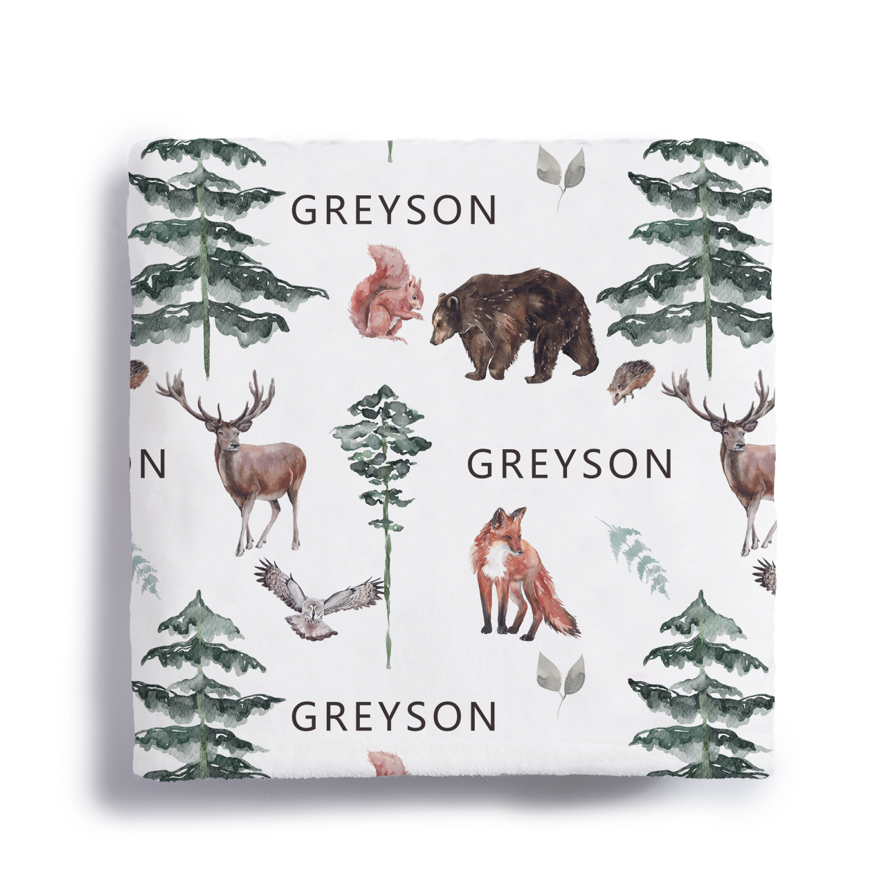 Woodland Personalized Baby Flannel Blanket