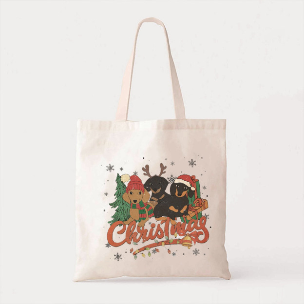 Three Dogs Christmas Tote Bag