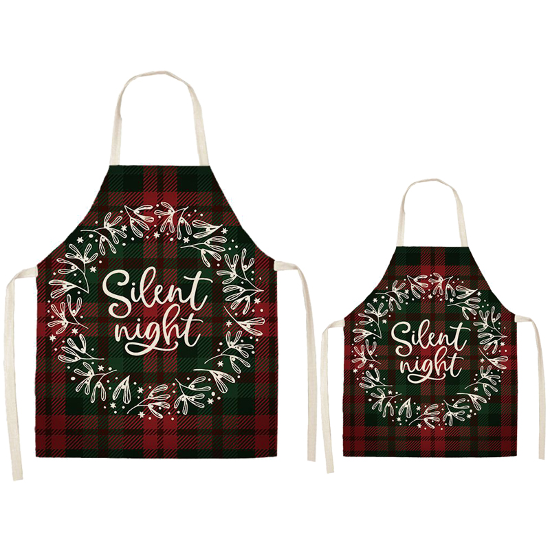 Silent Night Christmas Apron Sets For Adult&Kids