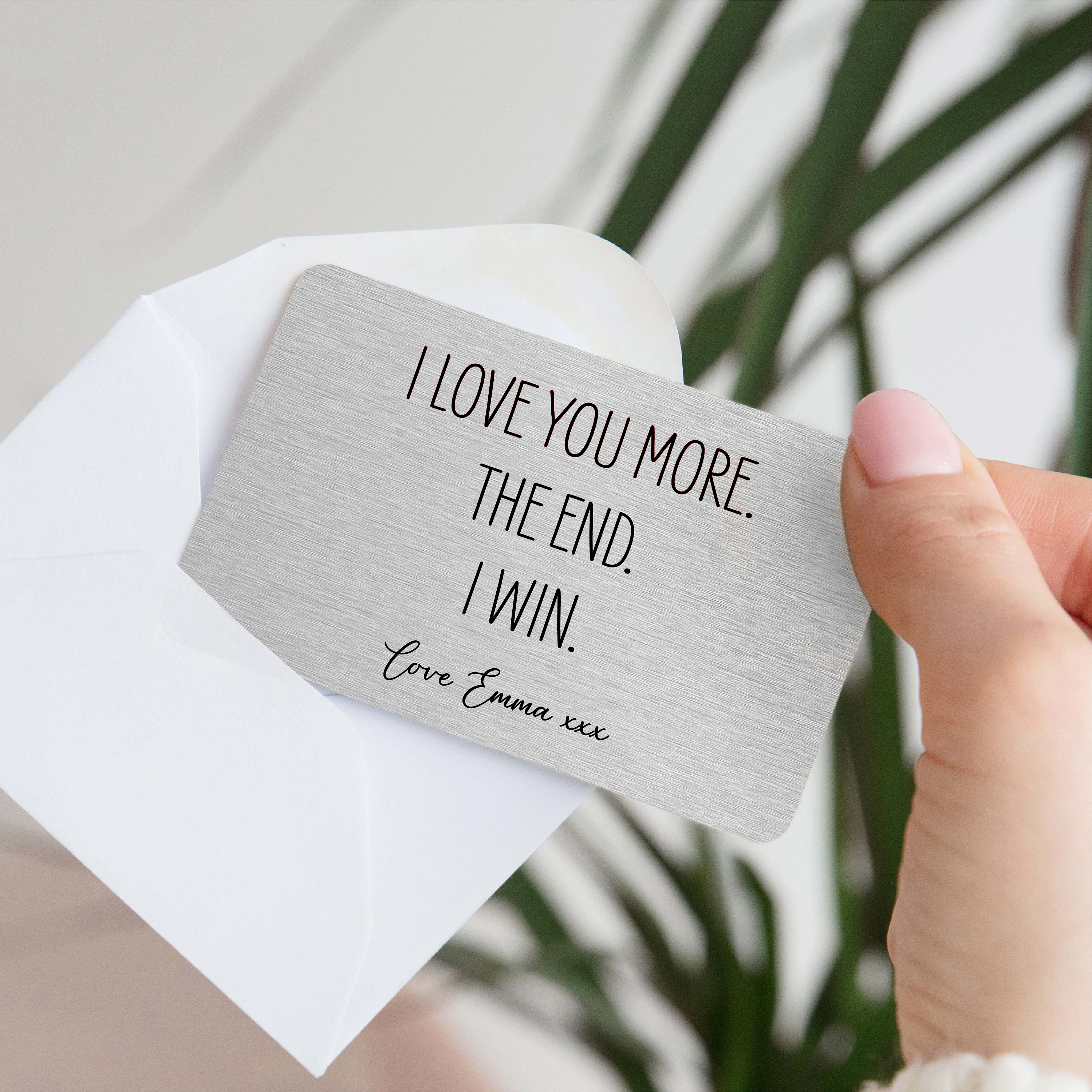 Personalized I Love You More Metal Wallet Card