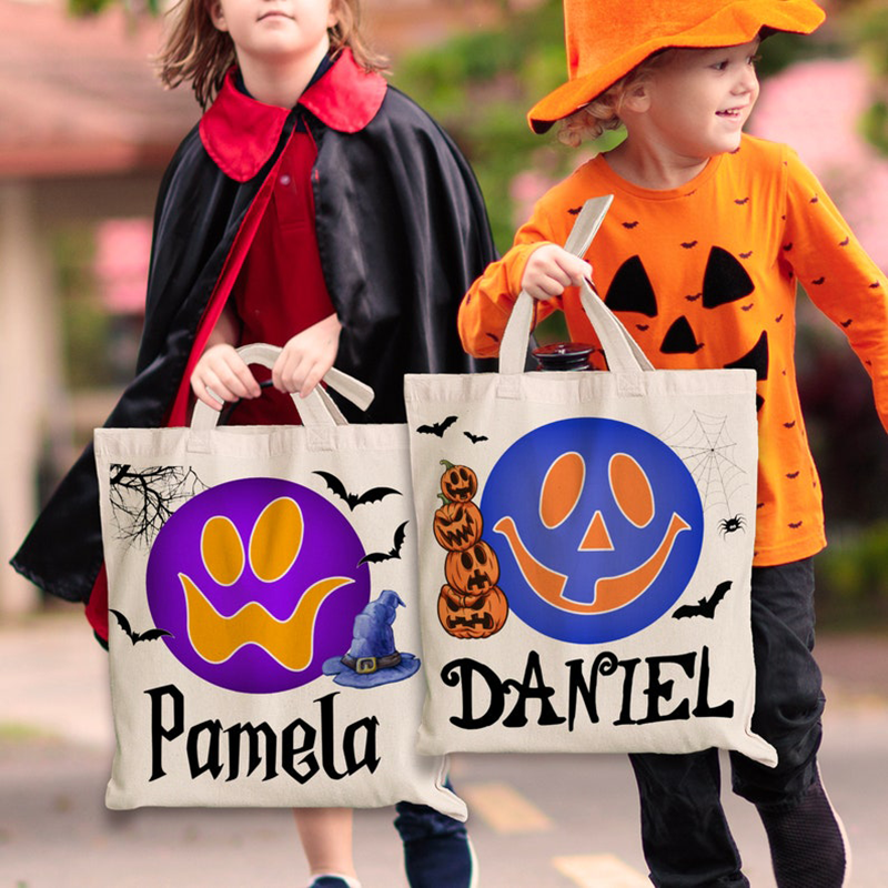 Personalized Halloween Tote Bags Customized Scary Face