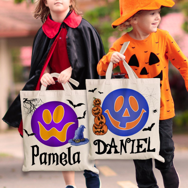 Personalized Halloween Tote Bags Customized Scary Face 