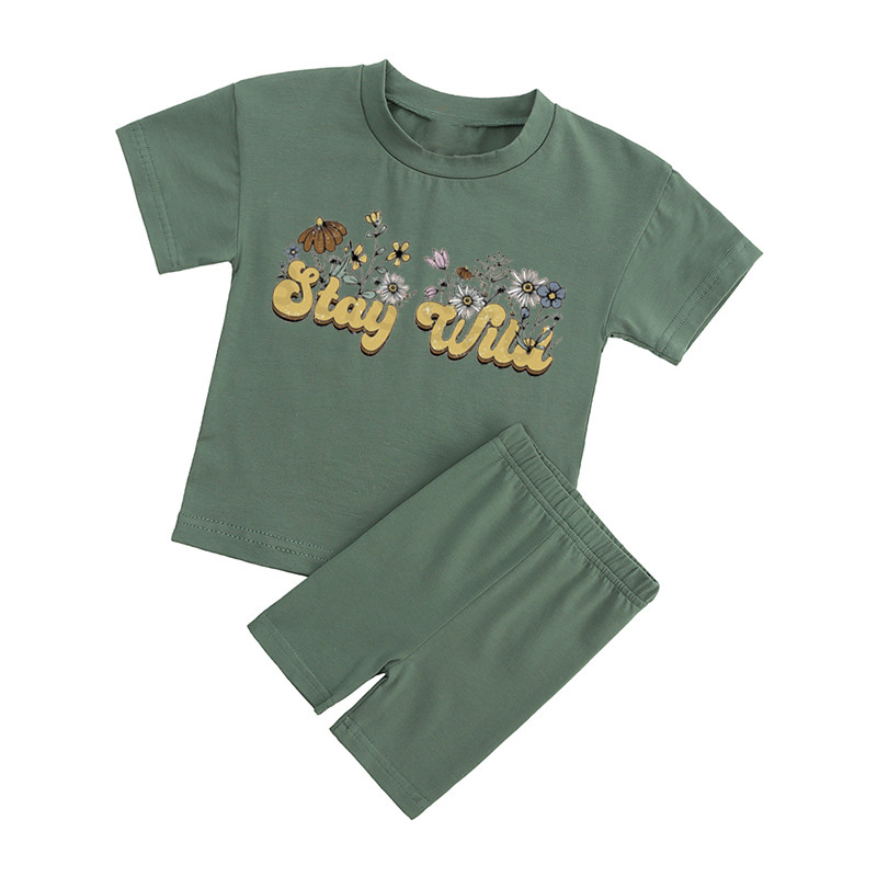 Stay Wild Kids Biker Shorts&Tee