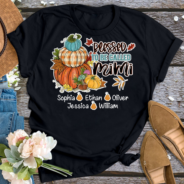 Blessed Pumpkin Thanksgiving Personalized Grandma Shirt 
