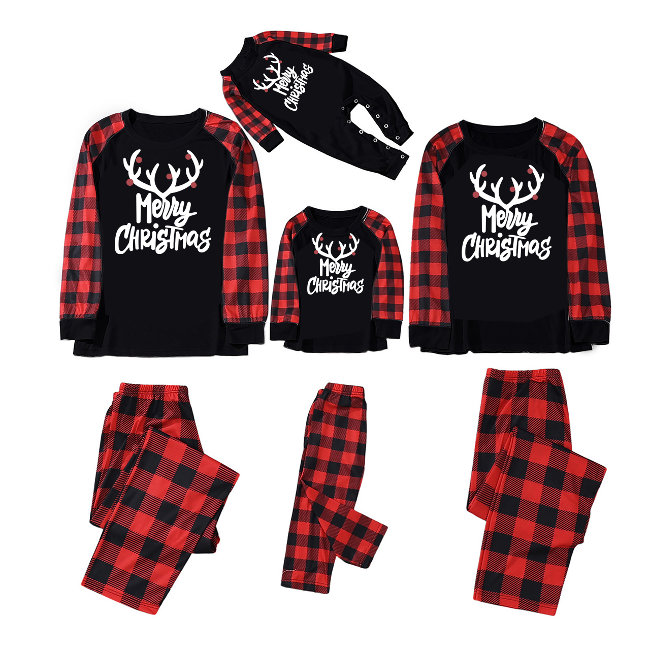 Black Antlers Christmas Family Matching Pajamas